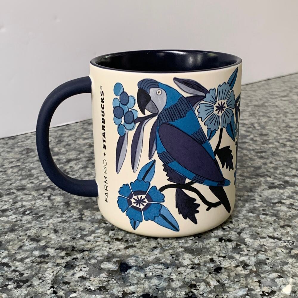 Starbucks x Farm Rio Mug Lenco Azulejo Blue Parrot Macaw Coffee Cup 14 oz 2025